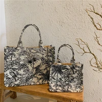 casual embroidery canva handbag women large capacity handle bag simple shoulder bag shopping lady tote designer pouch clutch sac