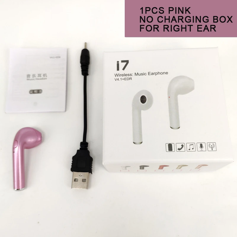 D NO Charging Box I7 TWS мини беспроводные наушники Bluetooth 5,0 спортивные наушники стерео гарнитура с микрофоном для iPhone Xiaomi samsung huawei - Цвет: D NO Charging Box