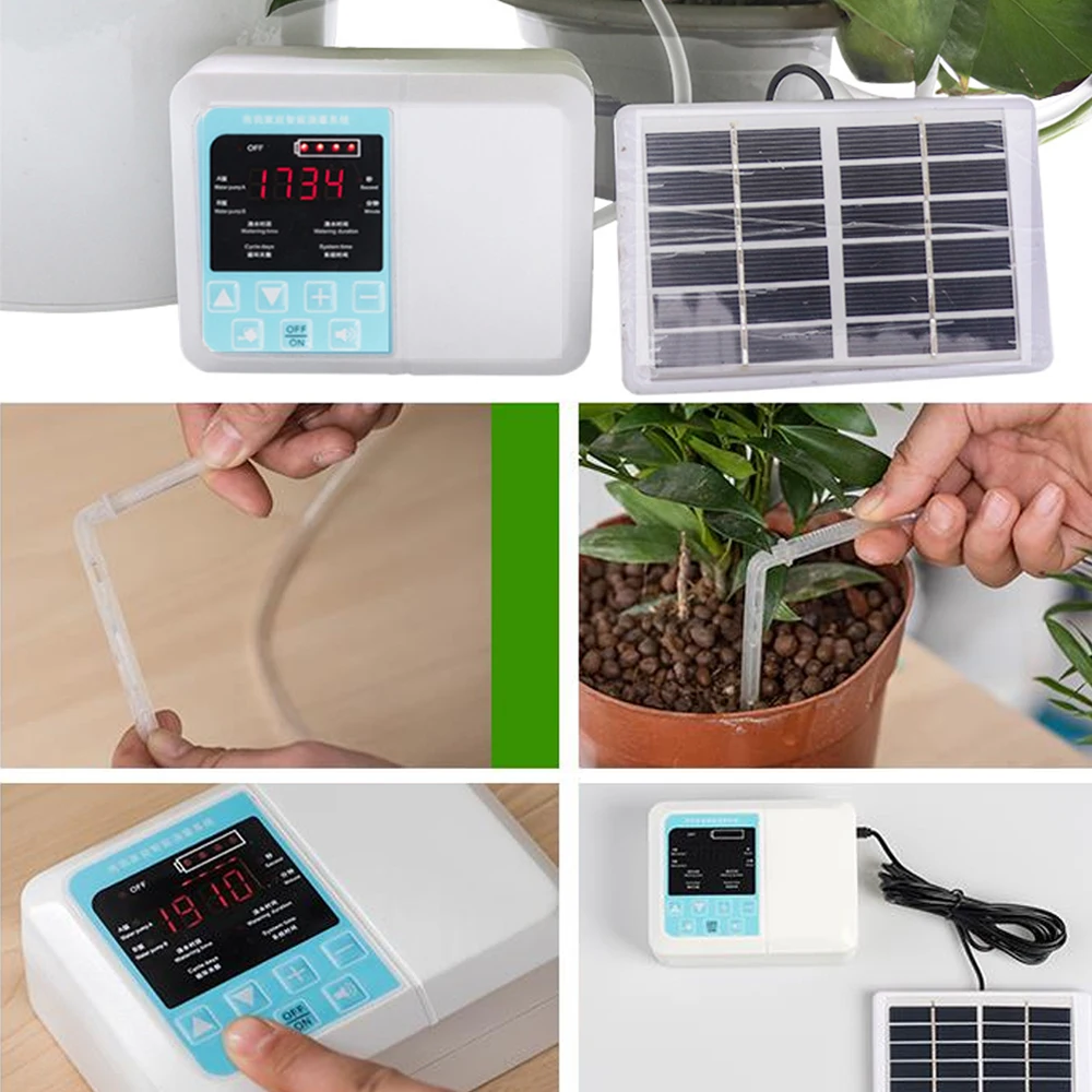 Intelligent Automatic Watering Pump Plant Drip Irrigation System Garden Device Solar Energy Potted Water Timer | Дом и сад