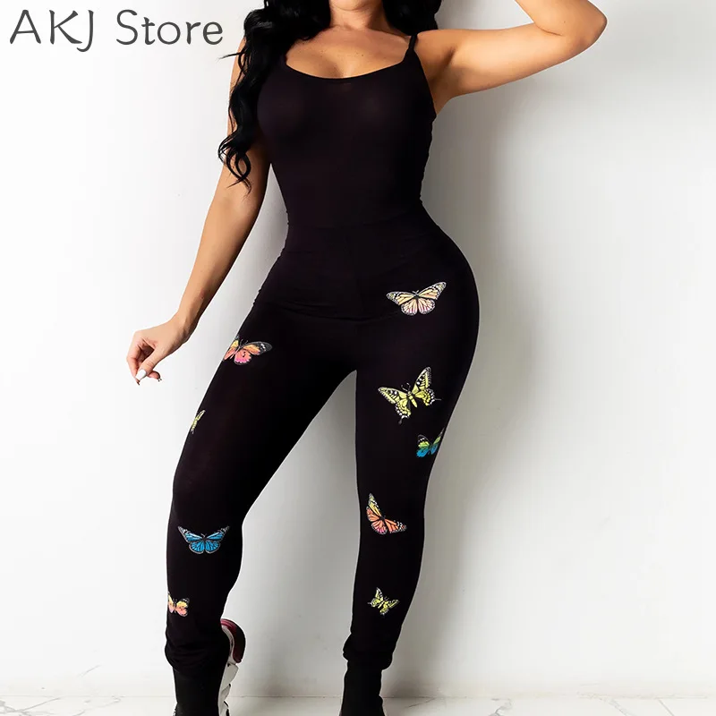 Для женщин с принтом в стиле Хип лифтинг Спагетти ремень узкие комбинезон