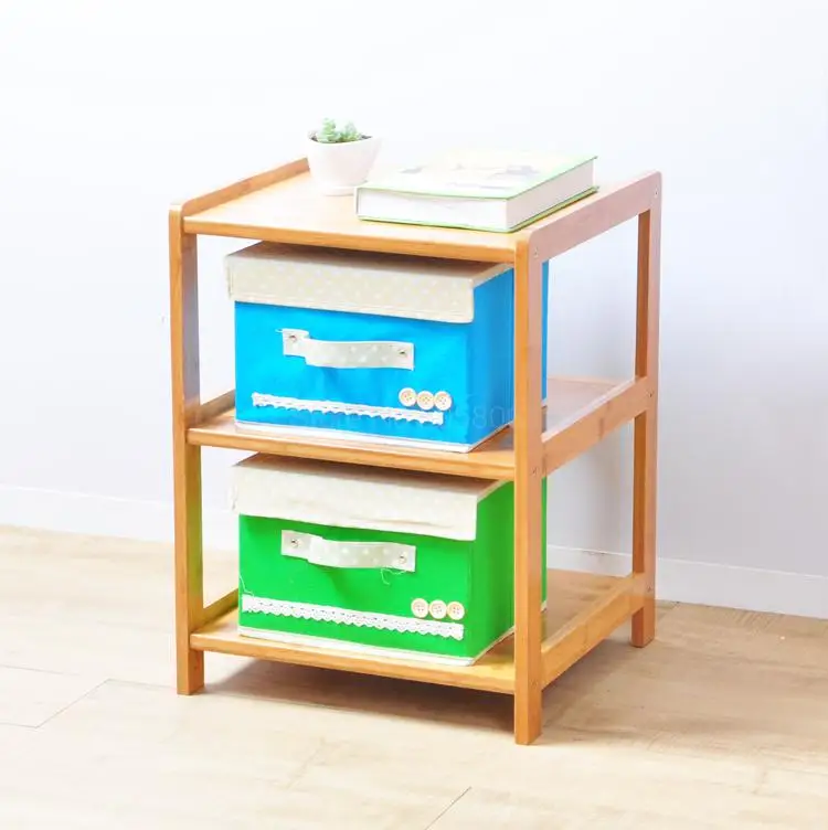 Компактный прикроватный столик из бамбука и массива дерева простой передвижной