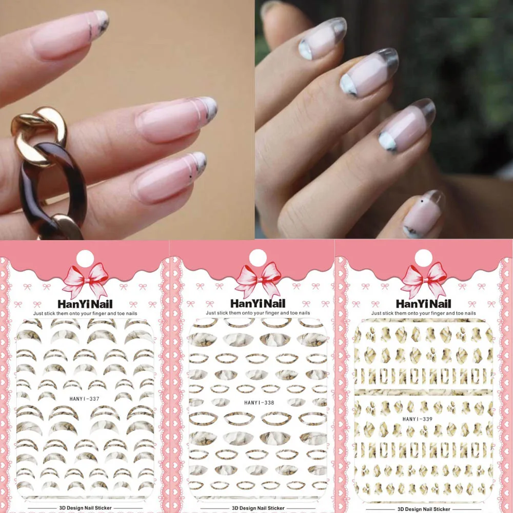 1 шт. Starlight французский стикеры 3D на ногти Nail Art градиентный мрамор камень наклейки для ногтей аксессуары для ногтей украшения для ногтей Новинка