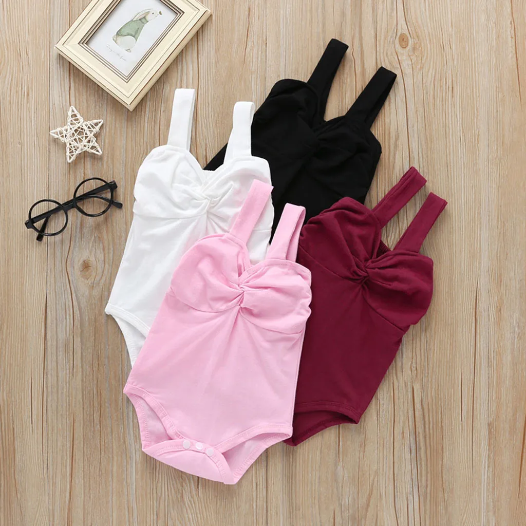Лето 2020 боди для маленьких девочек Модная одежда новорожденных однотонное
