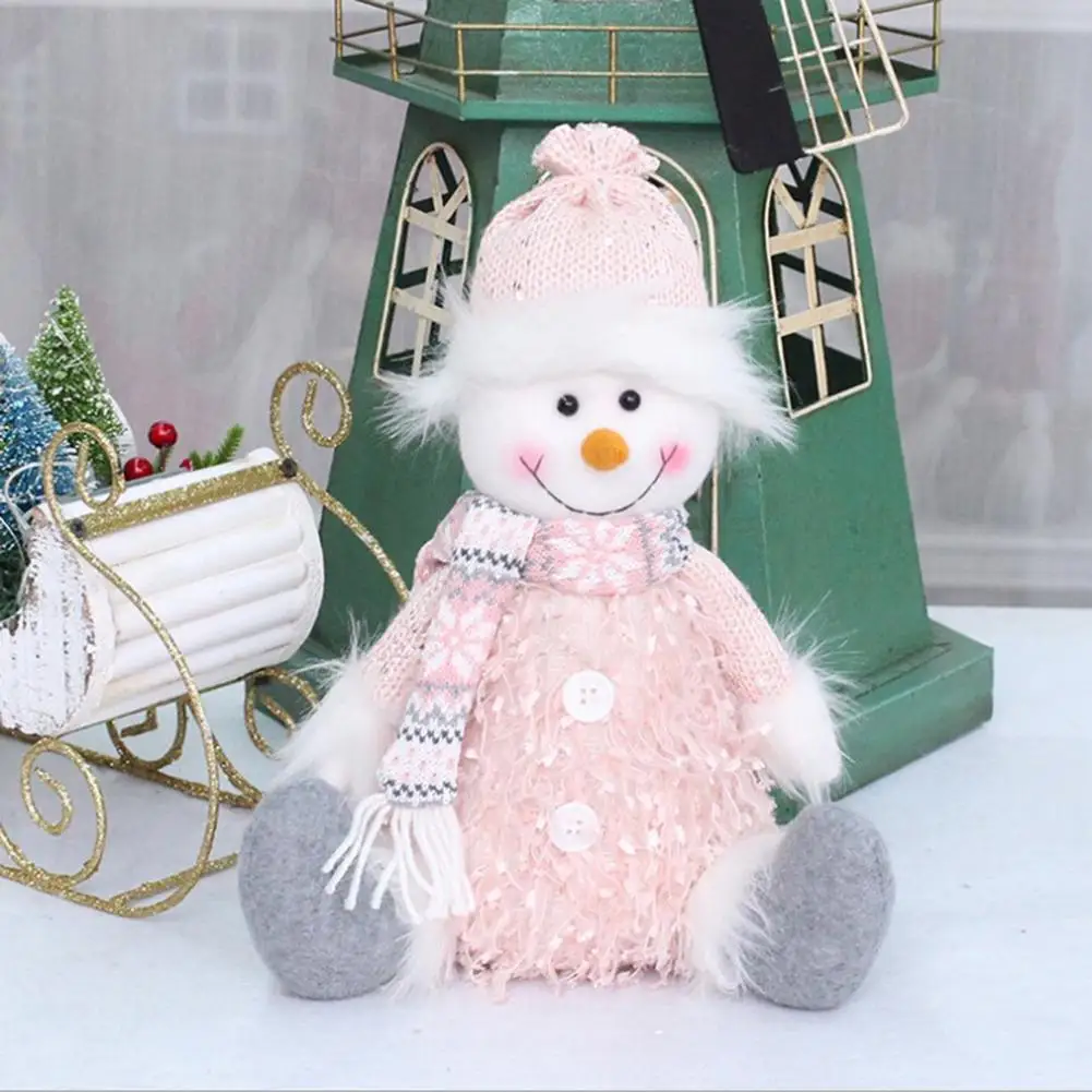 

33 Cm Christmas Pink Snowman Santa Claus Plush Dolls Toy Baubles Xmas Decoration Ornaments Craft Gift Home Room Decor New Year