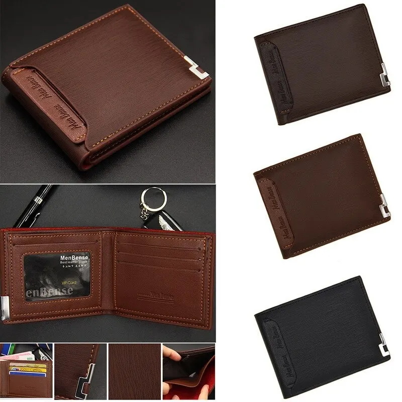 

Men Business Leather Brand Luxury Wallet Short Slim Male Purses Money Clip Credit Card Dollar Price retro style pocketbook