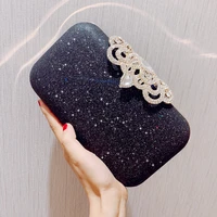 solid sequined evening bags women leather glitter hard surface clutch bags ladies fashion party wedding clutches elegant pouch
