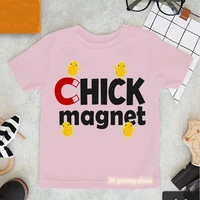 kawaii kids clothes chick magnet bird graphic print t shirt girls funny pink tshirt summer fashion t shirt birthday gift tops