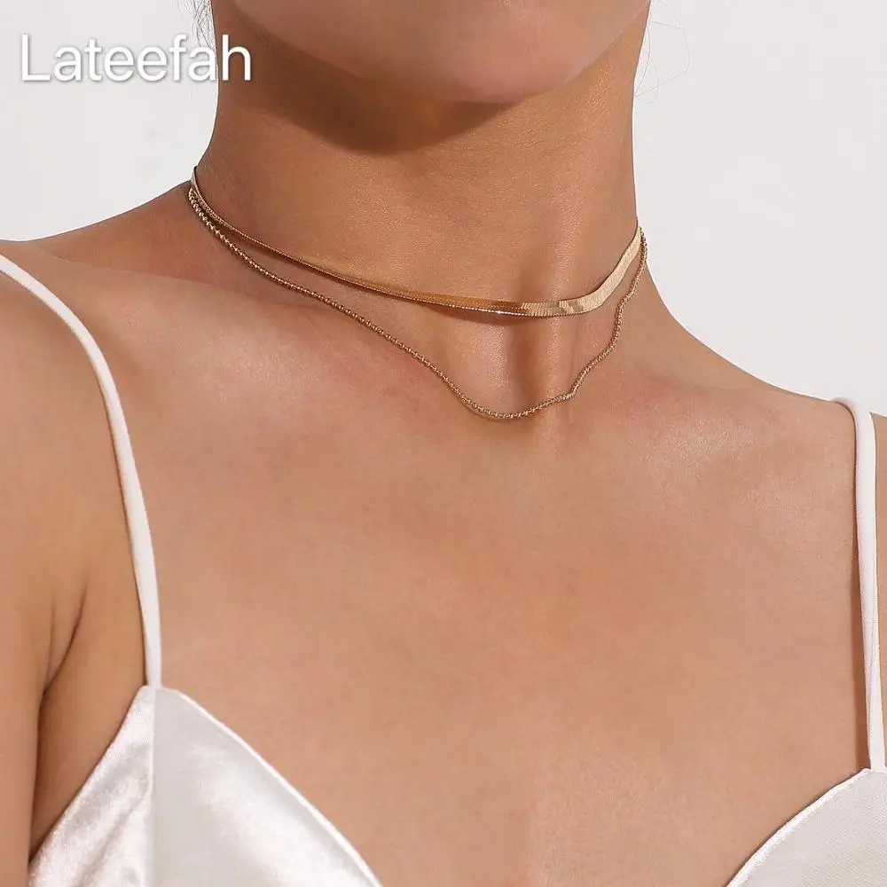 

Fashhion retro portrait of exaggerated thick chain necklace double personality chain hip-hop neck chain short