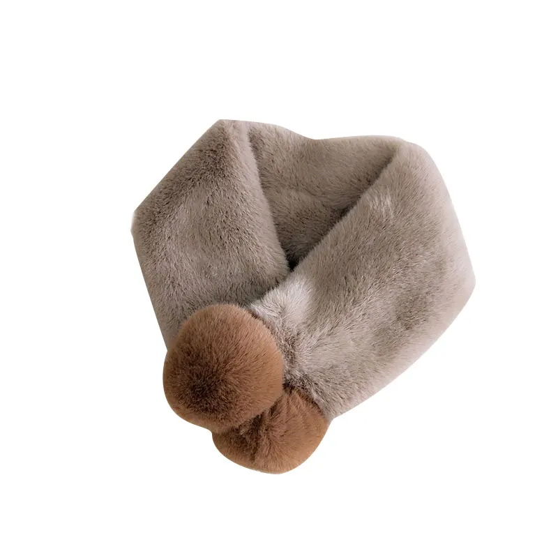 1 шт. искусственный кроличий мех плюшевый шарф помпон женские шарфы однотонные