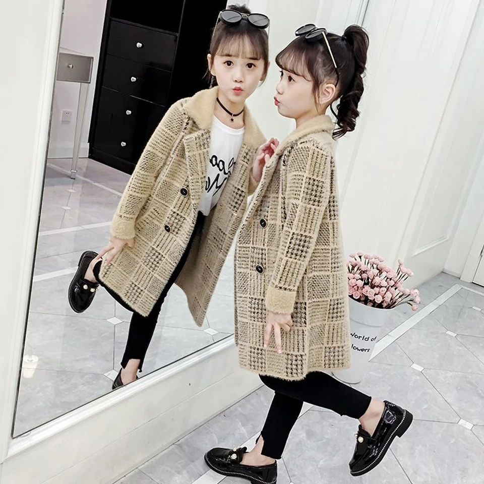 Детский жакет с капюшоном для девочек новые зимние утепленные Шерстяное пальто