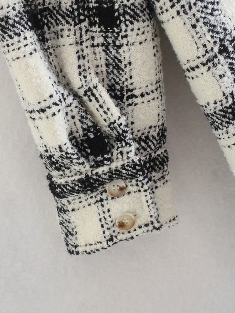 

New Vintage Women Loose Tweed Jackets Nice Spring-Autumn New Ladies Patchwork Oversize Coats Casual Female Plaid Outerwear