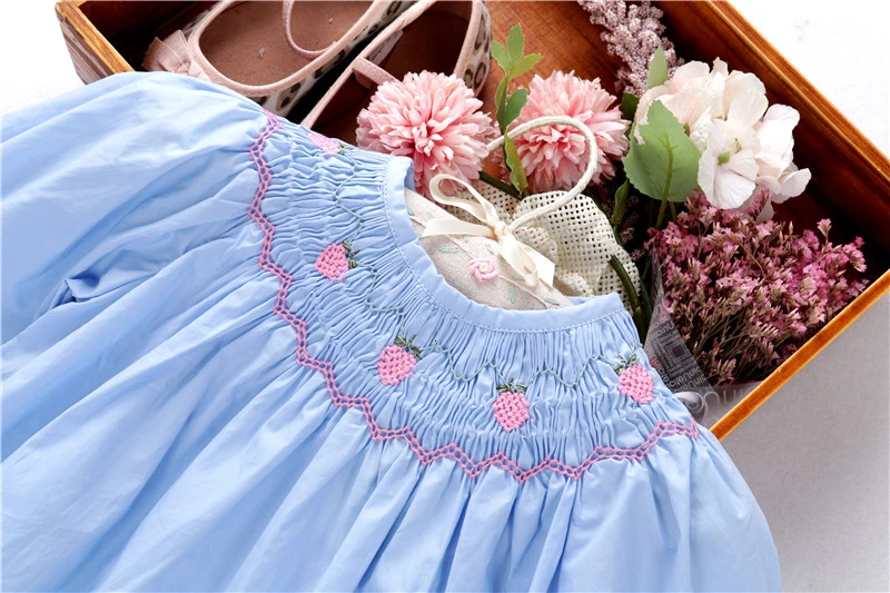 summer smocked dresses for girls dress bishop handmade embroidery princess wedding pink boutiques children's clothing L19112750 | Детская
