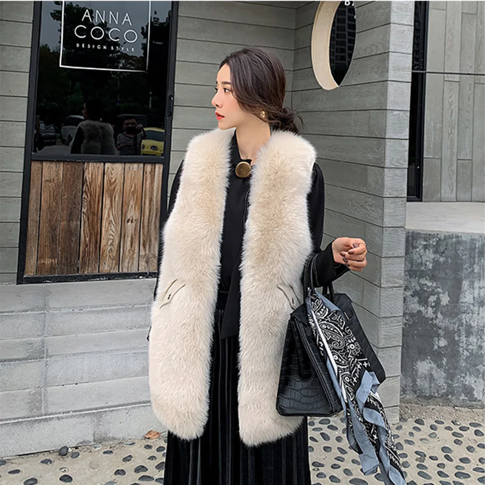 TOPFUR Natural Fox Fur Vest Female Genuine Leather Sheepskin Thick Warm Winter Woman Jacket Coats Real Fox Fur Luxury Outerwear