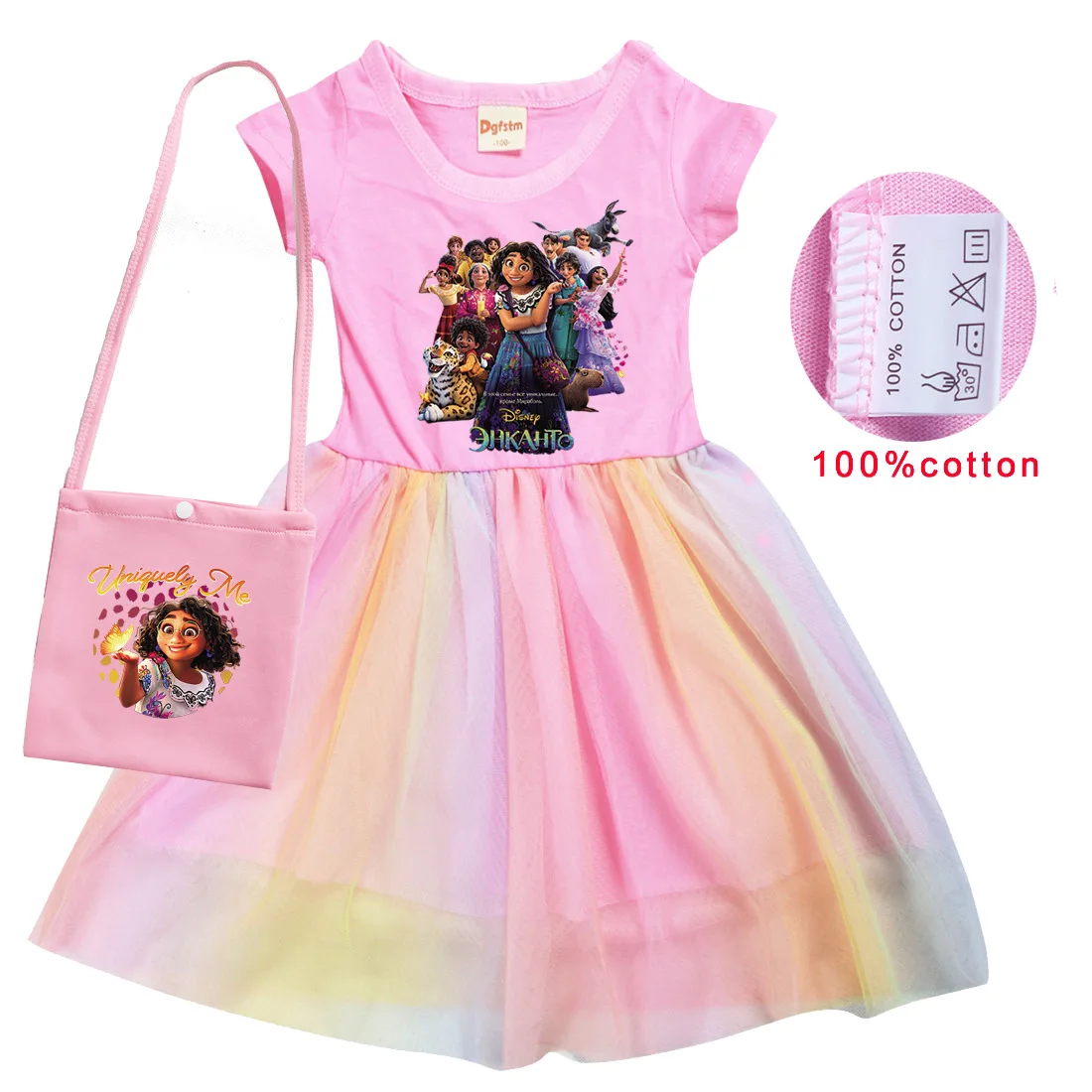 

2022 Encanto Girls Kids Summer Short Skirts Dress + Bag Kids Princess Girls Birthday Party Dress Regular Sh