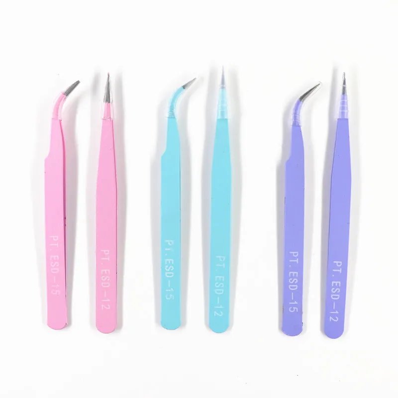 

Colorful Anti-Static Eyelash Extension Tweezers Stainless Steel Eyebrow Set Beauty Precision Tweezers Makeup Kit Repair Tools