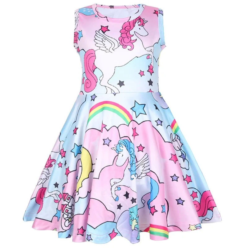 

2019 Princess Unicorn Dress for Girls Sleeveless Clothes Kids Dress Birthday Party Costumes Girls Clothing