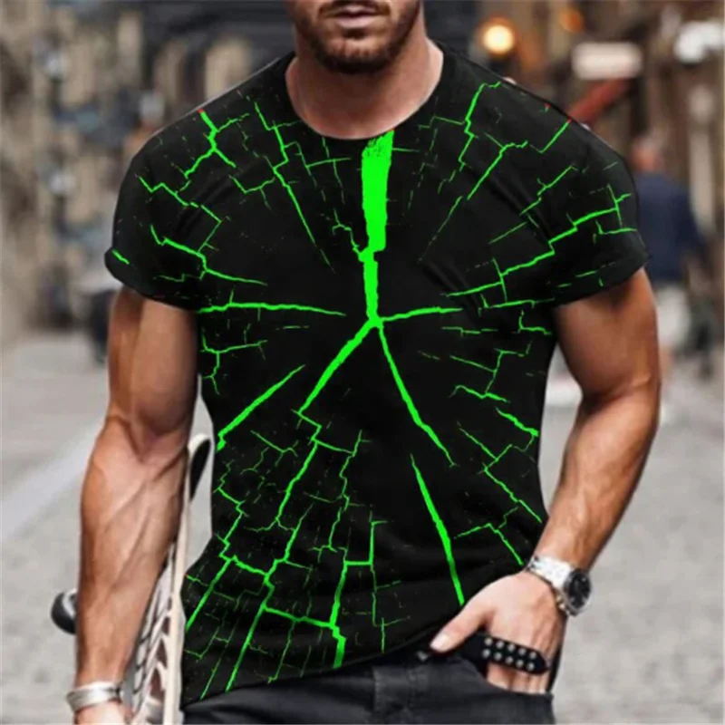 

T-shirt men's summer casual short-sleeved shirt best-selling men's clothing streetwear crack print pattern T-shirt T-shirt top