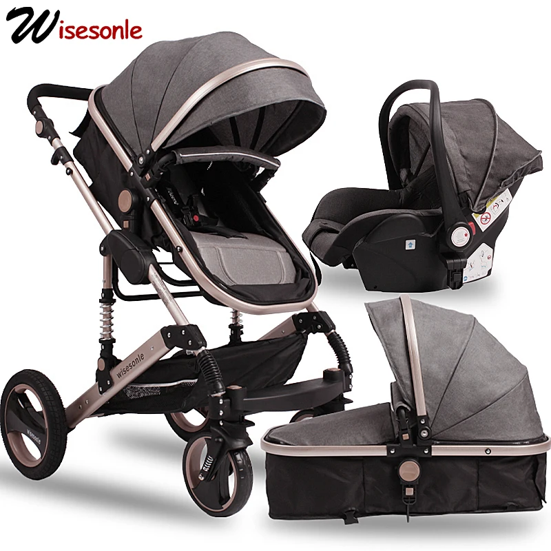Wisesonle детская коляска двухстороннее использование автокресло 3 в 1 люлька