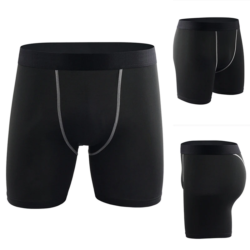 

Hot Kf-Men's Shorts Running Fitness Quick-Drying Compression Shorts Black