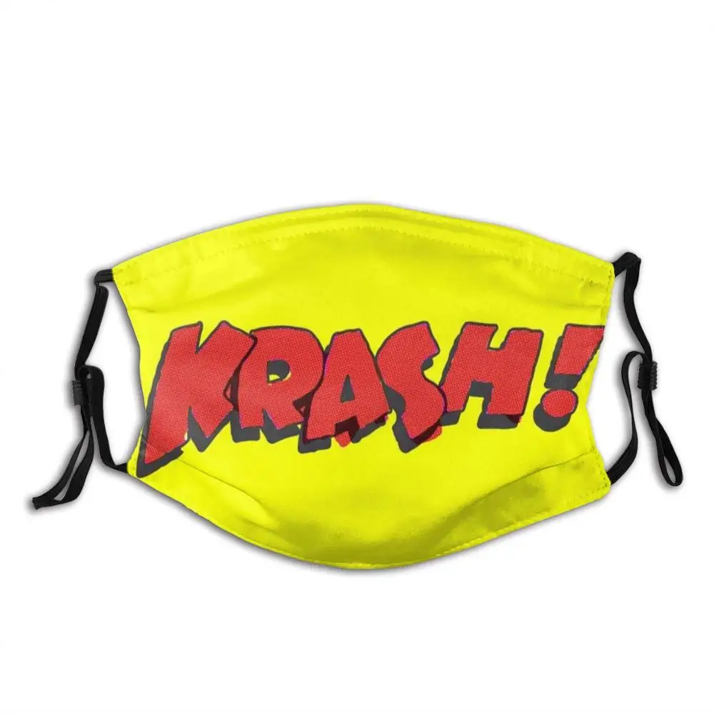 

Krash! Funny Cool Cloth Mask Comics Comic Books Lettering Sound Effects Text Balloon Word Balloon Vintage