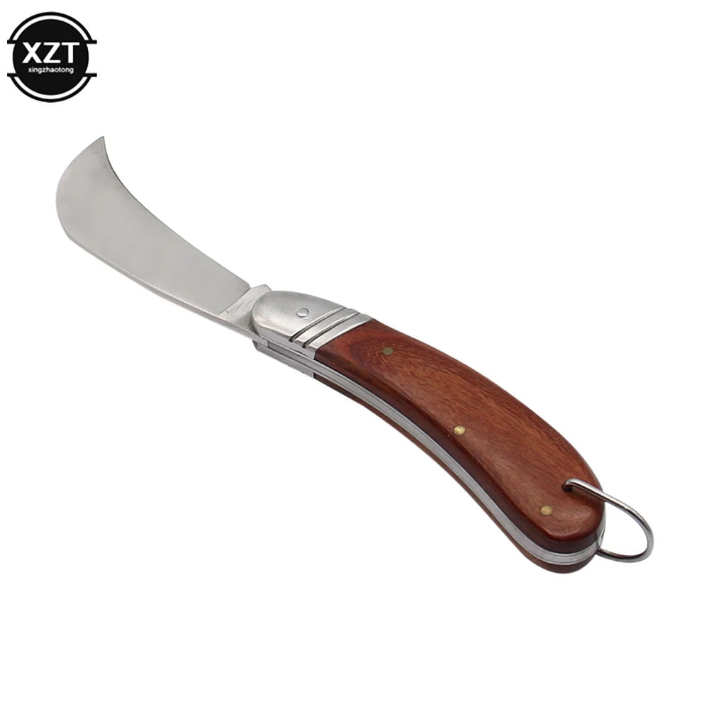 Грибной нож из нержавеющей стали ручка розового дерева серп карманный складной