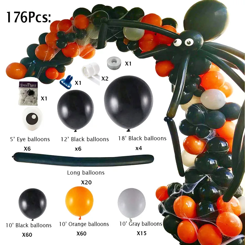 Kit de arco de guirnalda de globos de Halloween, ara&ntilde;a artesanal, guirnalda de globos para decoraci&oacute;n de fiesta, globo, decoraci&oacute;n de Halloween-1