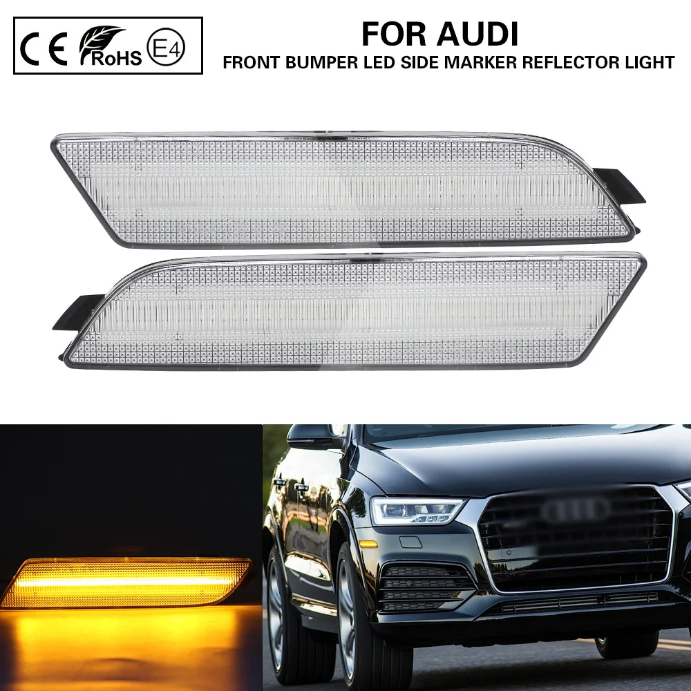 2X Прозрачный передний бампер светодиодный боковой габаритный фонарь для
