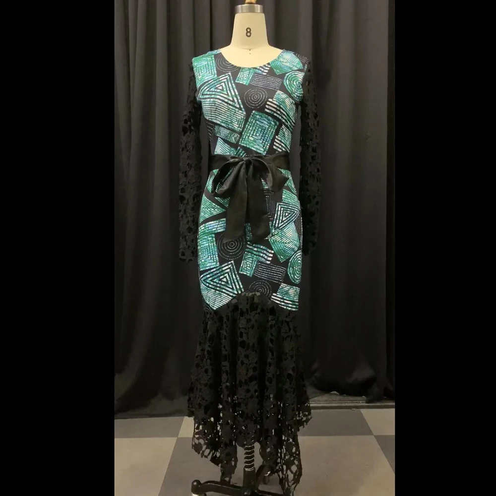 Африканская мода плюс размер 3XL кружевное Ассиметричное платье осень длинный