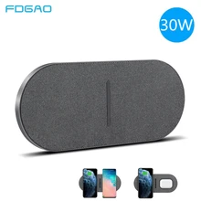 FDGAO 30W 2 in 1 Qi Dual Seat Wireless Charger for iPhone 12 11 XS XR X 8 Samsung S21 S20 S10 Buds Airpods Pro Fast Charging Pad