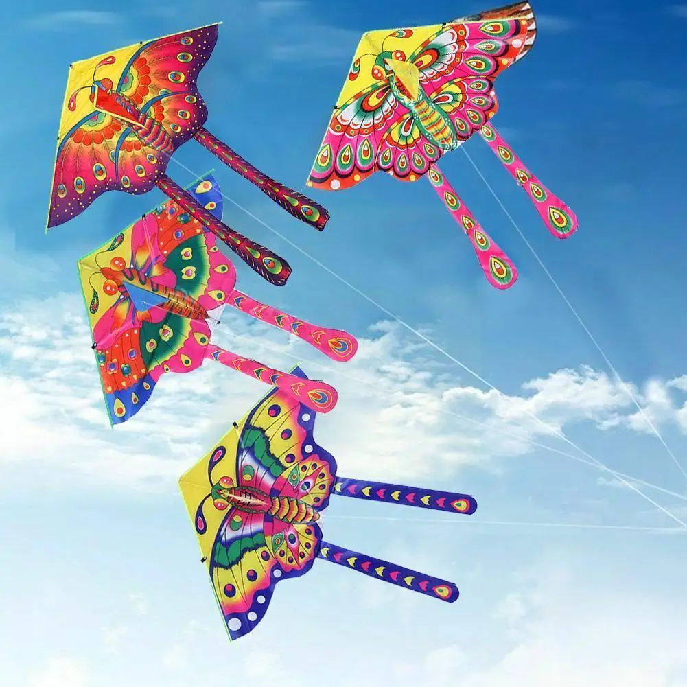 

85*95cm Colorful Outdoor Sports Butterflys Flying Kite Kids With Game Board Children Plays Toy String Winder T3K6