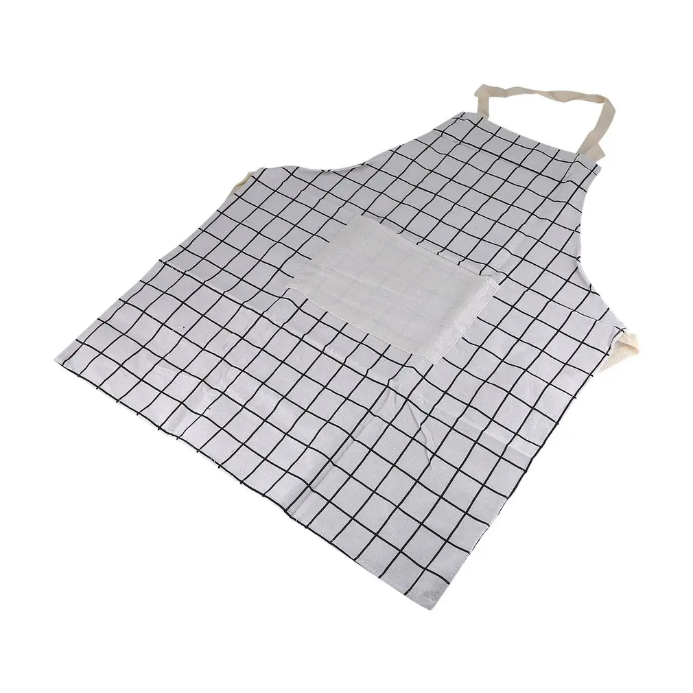 Модный напечатанный домашний Кухонный Фартук с карманом из мягкого хлопка и льна