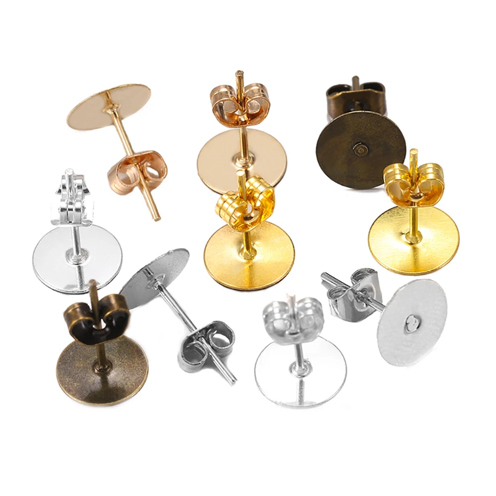 

50 шт./лот 4-10 мм Бронзовый родиевый KC Золотой металлический застежка для сережек-гвоздиков основа для сережек с застежкой для сережек застеж...