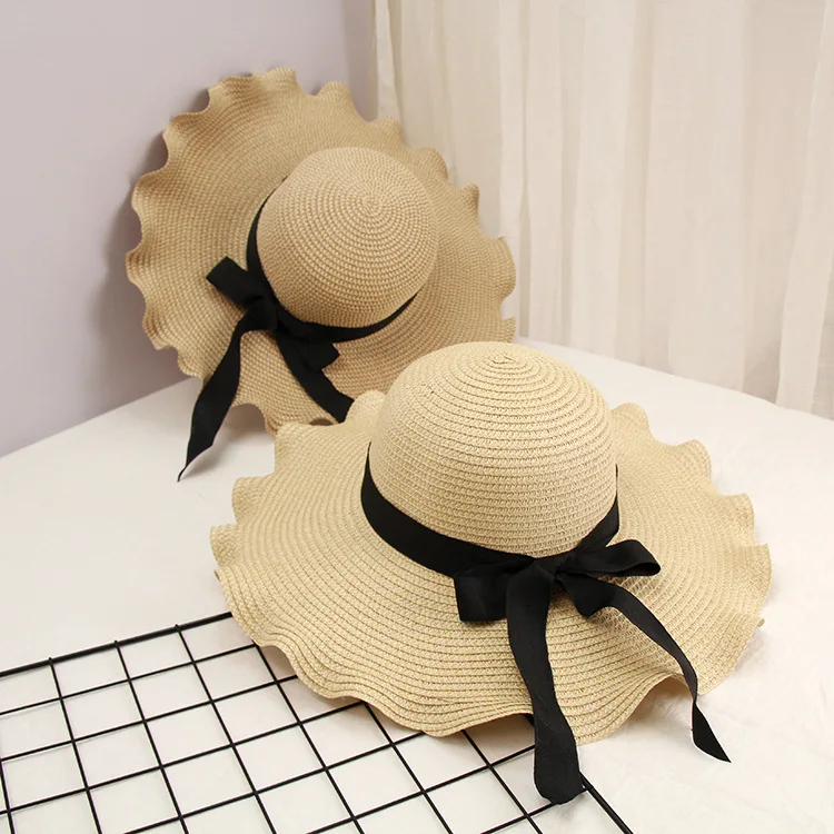 

Fashion Summer Straw Hat Women Beach Sun Hats Leisure Travel Vacation Accessories UV Protection Wide Brim Hat