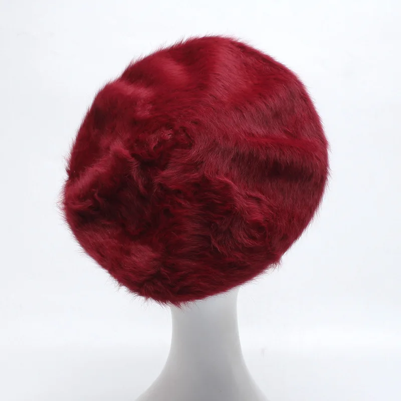 

2017 Autumn And Winter New Style WOMEN'S Encryption Rabbit Hair Beret Solid Color Fur Hat