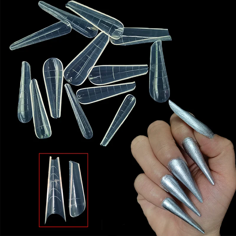 

False Nail Quick Building Molds Transparent Plastic Nails Upper Forms For Extensions 36/24PCS Build Form