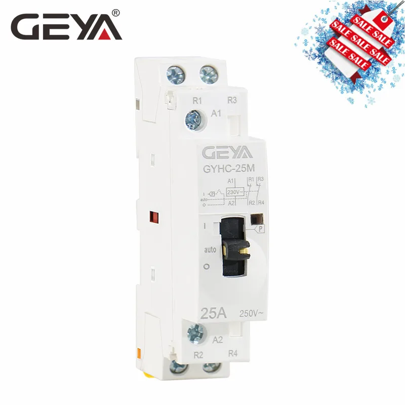 GEYA Американская классификация проводов 2р 16A 20A 25A 2NC 220V 50/60Hz ручной Управление дома Применение AC контактор переменного тока Din Rail Тип