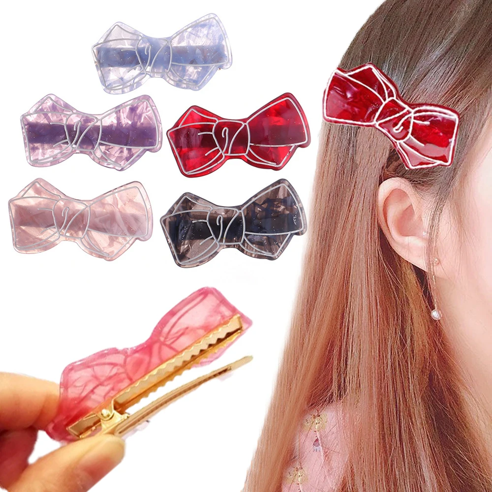 

Acetic Elegant Bow Duckbill Clips Bow Shape Alloy Hairpins Barrettes Korean Acrylic Hairpins Hair Styling Tool