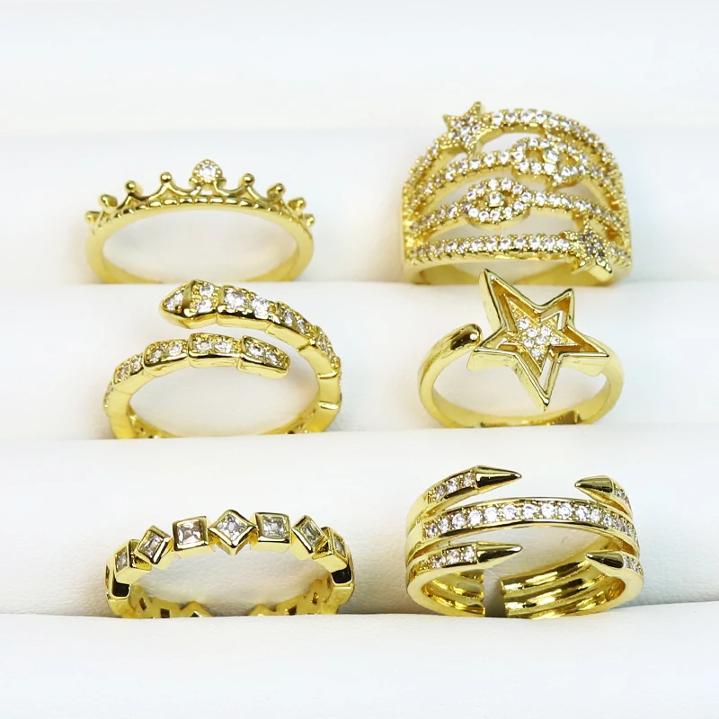 

10 шт. циркониевые кольца для женщин позолоченные ювелирные кольца 18 карат ювелирные изделия кольца для вечеринок геометрические кольца мод...