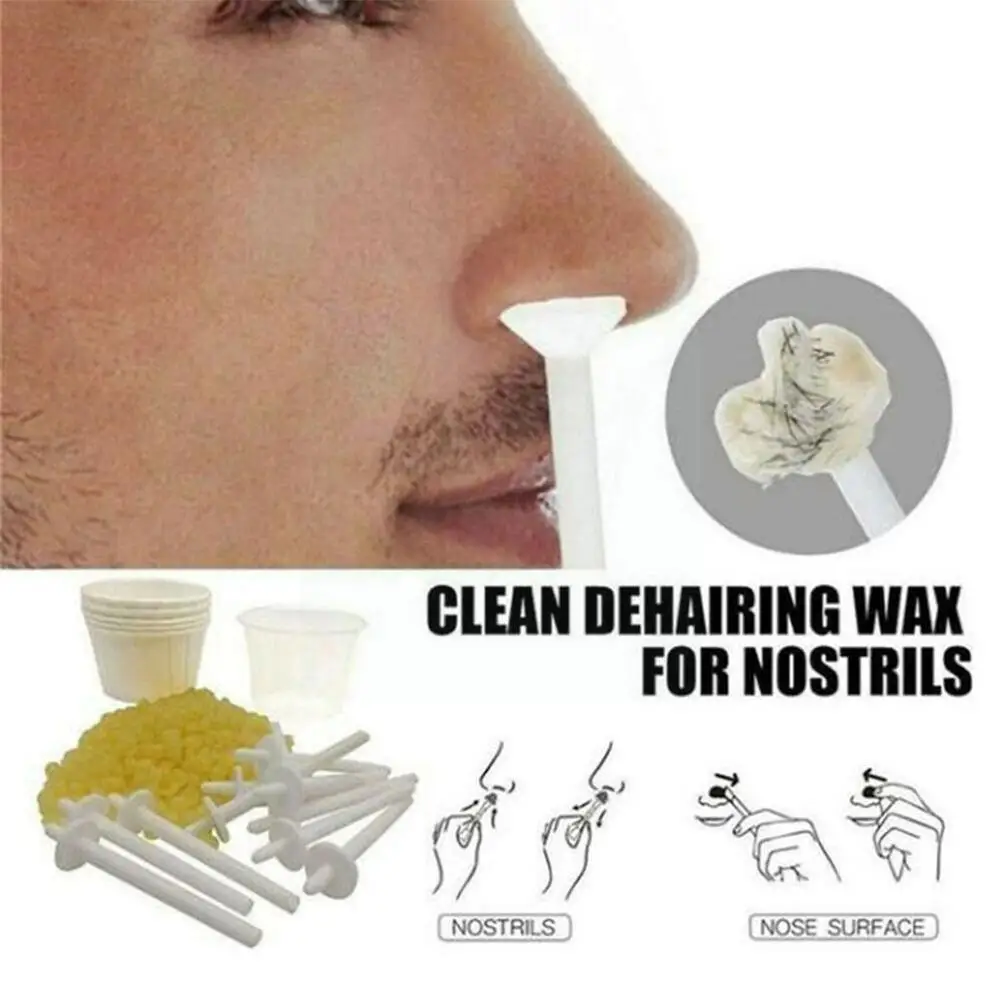 

Nose Hair Removal Wax Kit Wax Beans Applicators Stick Mustache Stickers Measuring Cup Paper Cups for Removing Nose Eyebrow V6Z5