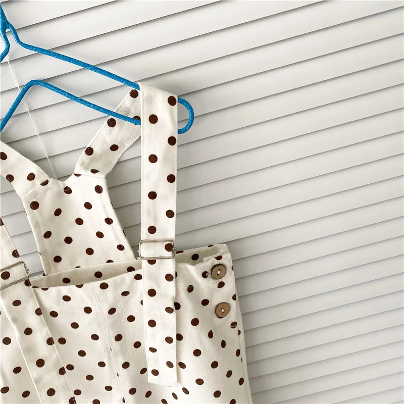 

MILANCEL 2021 Summer Baby Set Cotton Tees and Dot Overalls 2Pcs Girls Clothes Infant Suit Casual Toddler Set