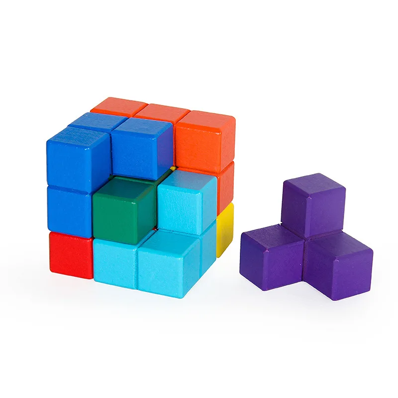 Цветной Tetris магический куб многоцветная 3D деревянная головоломка Soma