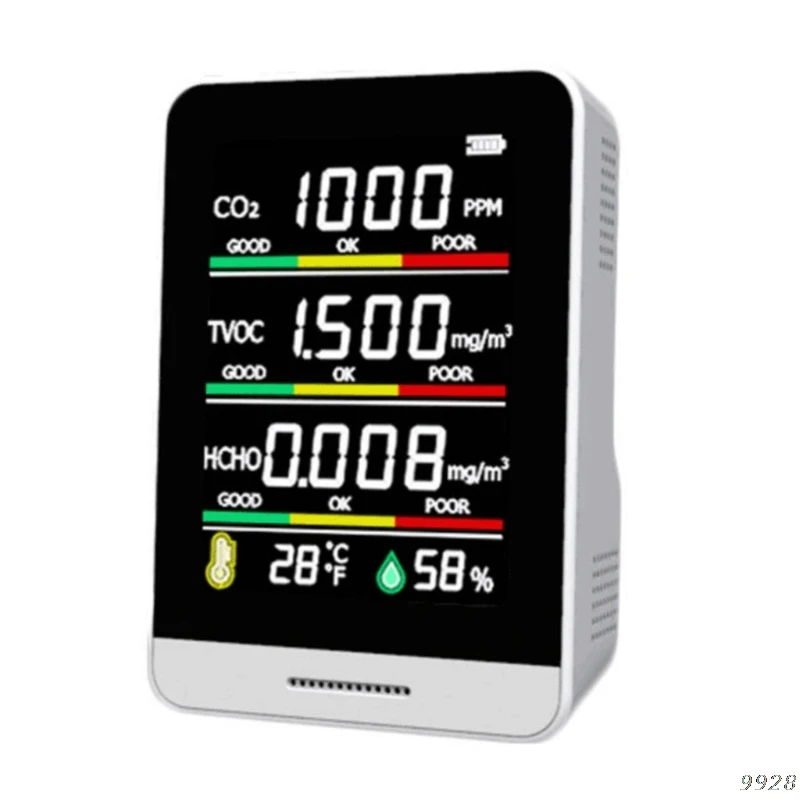 

CO2 Detector TVOC HCHO Temperature Humidity Detecting Tool Intelligent Home Life Desktop Indoor Air Quality Monitor Detection