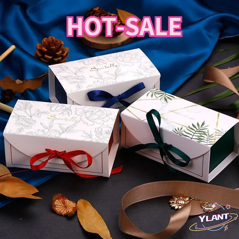 

SWT Birthday Party Wedding Baby Shower Package Chocolate Cookies Cake Decoration With Ribbon 20pcs Green/Red/Blue Gift Box