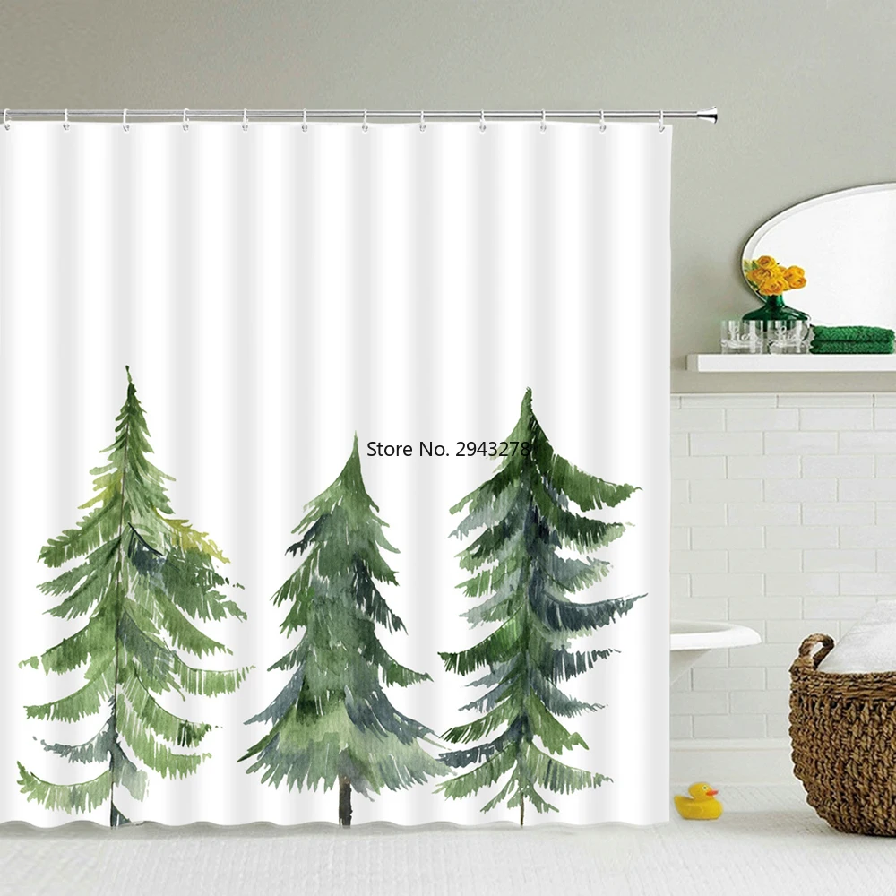 

3d Flower Plant Waterproof Bath Screen with 12pcs Hooks Printing Shower Curtains Bathroom Curtain for Bathroom Home Decoration