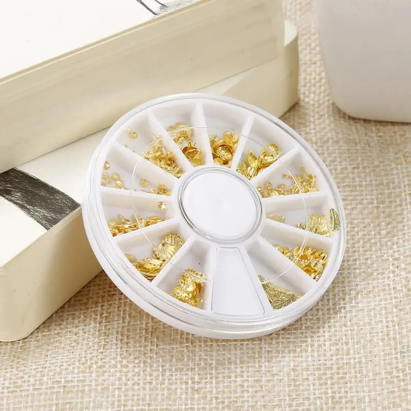 3D Блестящий дизайн ногтей блестящие шпильки наконечники Золотой Морской стиль