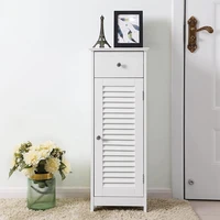 Bathroom Floor Cabinet Storage Organizer,with Drawer and Single Shutter Door, Wooden White