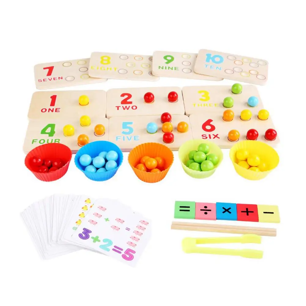 

Деревянная настольная игра-головоломка Монтессори 4 в 1, сортировочные штабелируемые игрушки с цветными заколками-бусинами, натуральное До...