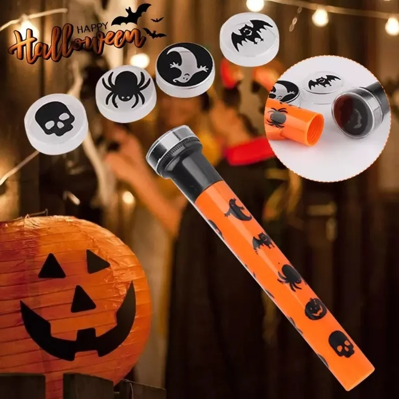 

Halloween Props Projection Flashlight Party DIY Decoration Five Lens Pumpkin/spider/bat/ghost and Skeleton Children's Toys