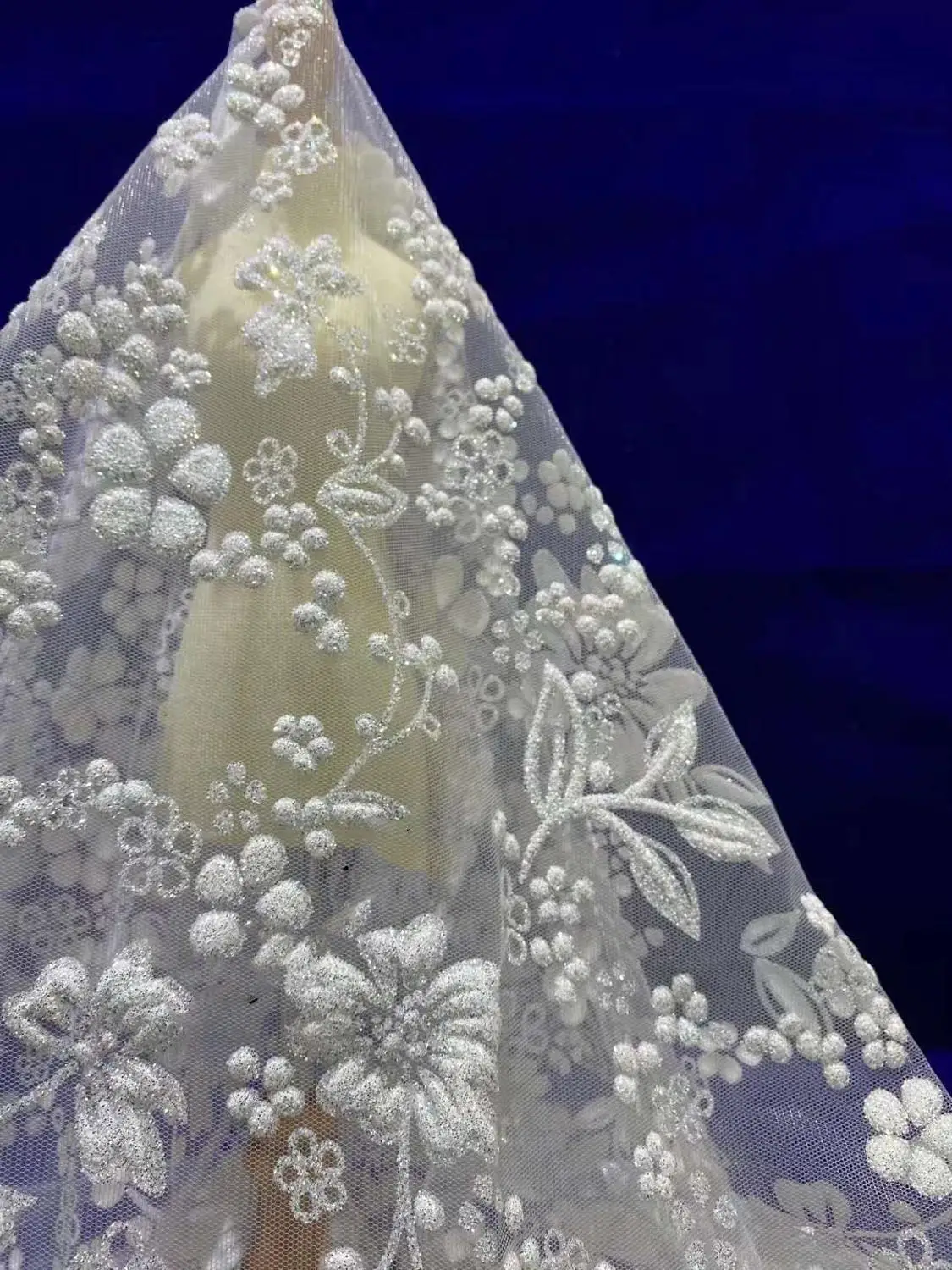 Высокое качество блестящий хлопья плавающий цветок Роза тюль кружева