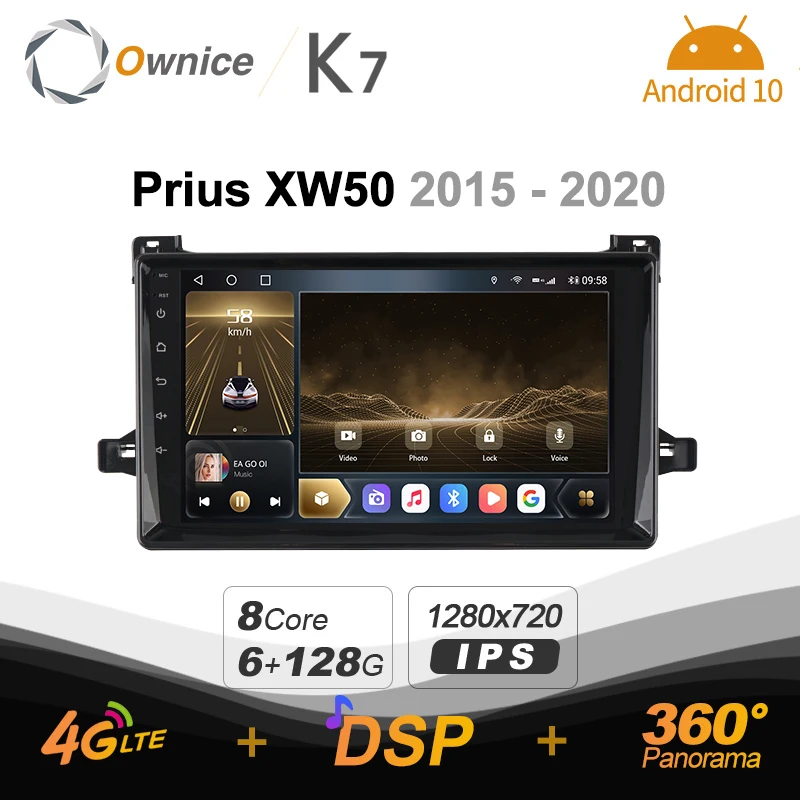 

K7 Ownice 6G+128G Android 10.0 Car Radio For Toyota Prius XW50 2015 - 2020 Multimedia Audio 4G LTE GPS Navi 360 BT 5.0 Carplay